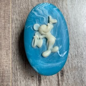 Walt Disney Productions Soap Stone Mickey Mouse Cameo Oval Trinket Box blue
